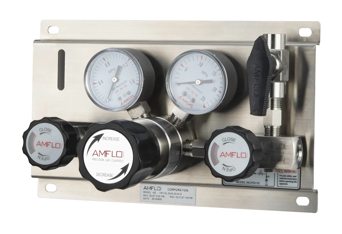 Панель газовая ручная AMFLO PSB 110 D-P00-00, Pвх-241 bar, c манометрами, PRV, PUV, POV, FNPT 1/4  CV-0.08 / Manual GP AMFLO PSB 110D D-P00-00, inlet pressure 241bar,  PRV, connections FNPT 1/4 CV-0.08